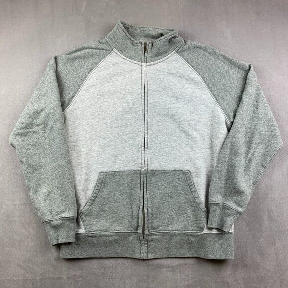 J Crew Men Sweater Large Gray Heather Colorblock Full Zip Long Sleeve Sweatshirt - Picture 1 of 7